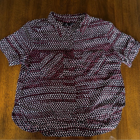 Volcom Stone Resort Button Up Shory Sleeve‎ Burgandy Black Size Small - Picture 1 of 4